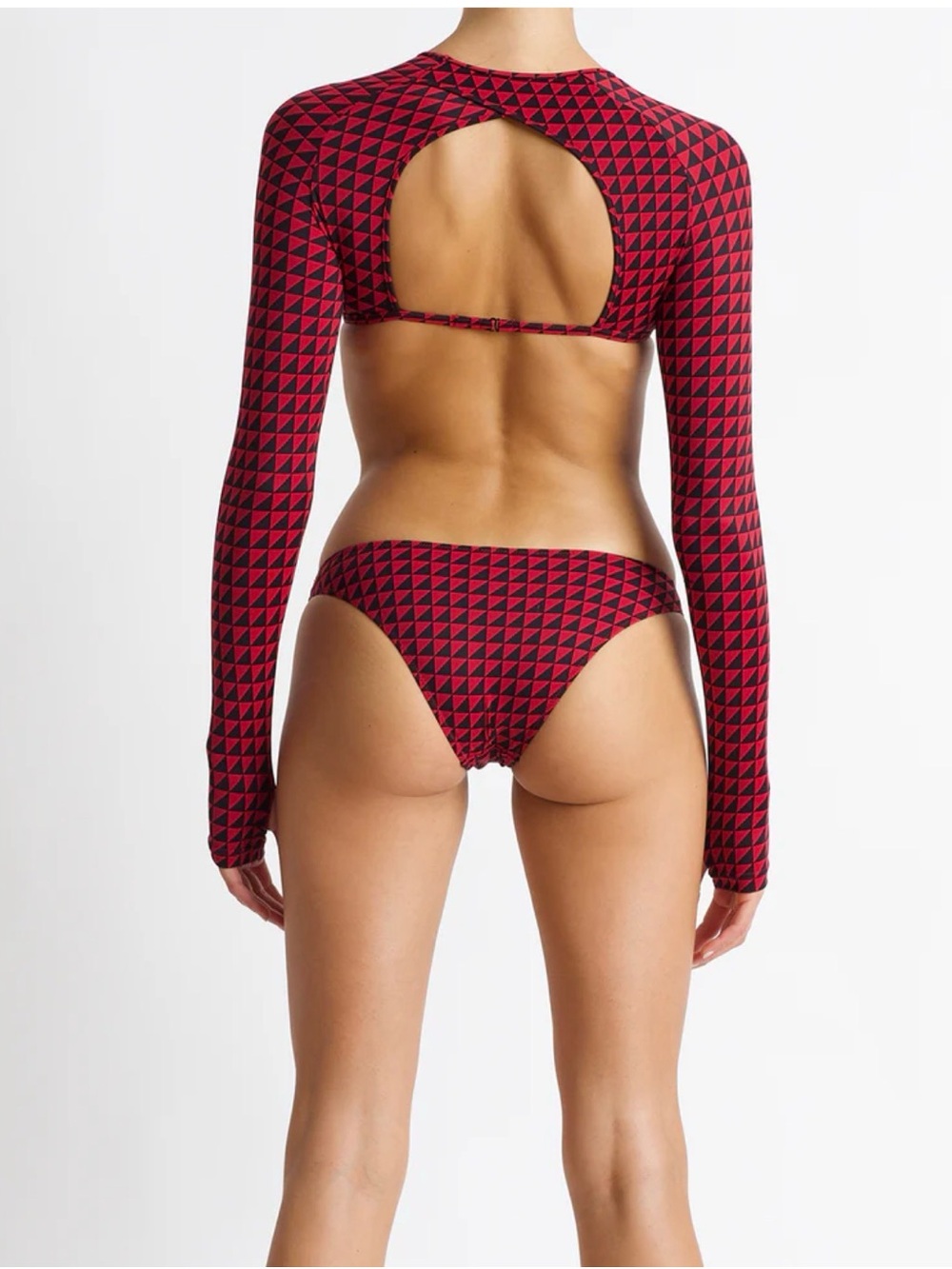 Tropic Of C Hibiscus Geo Bikini Bottom Size Small in Red and Black